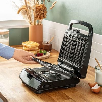 Sandwich maker multifuncţional SNACK COLLECTION TEFAL SW853D12, 2 seturi de plăci interschimbabile, sandwich şi vafe, otel inoxidabil,