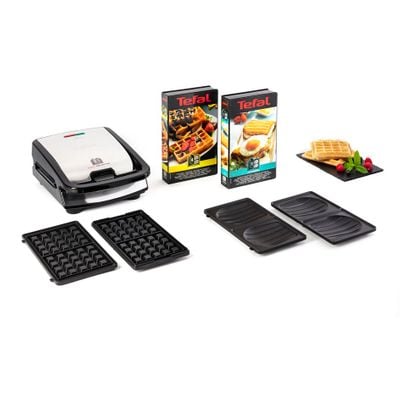 Sandwich maker multifuncţional SNACK COLLECTION TEFAL SW853D12, 2 seturi de plăci interschimbabile, sandwich şi vafe, otel inoxidabil,