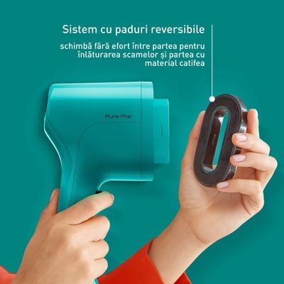 Aparat de călcat vertical cu abur Tefal Pure Pop DT2024E1, 1300 W, abur variabil până la 20g/min, recipient apa 70 ml, încălzire rapidă 15 sec, verde