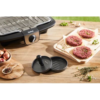 Presă pentru burgeri Tefal K1851134, 12 cm, acoperire antiaderentă, crestături pentru formare uniformă, compatibilă cu mașina de spălat vase, gri & negru