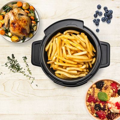 Multicooker cu gătire sub presiune Tefal Turbo Cuisine & Fry CY778830, accesoriu pentru prăjit inclus,  aplicatie dedicata , 1200W, 7.6L, 15 programe, interfață intuitivă, bol de gătit Spherical Bowl, negru