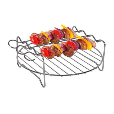 Set 4 accesorii Tefal XA113010, 20 cm, compatibile cu friteuzele Easy Fry XXL, tavă pentru pizza, vas pentru copt, grătar pentru friptură, suport pentru frigărui, inox și strat antiaderent, negru
