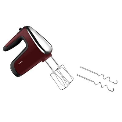 Mixer de m&acirc;nă Tefal PowerMix Silence HT652538, 600W, 6 trepte de viteză, tehnologie Silence600 funcție Turbo, 2 teluri, 2 c&acirc;rlige, picior pasator, pahar gradat, rosu  