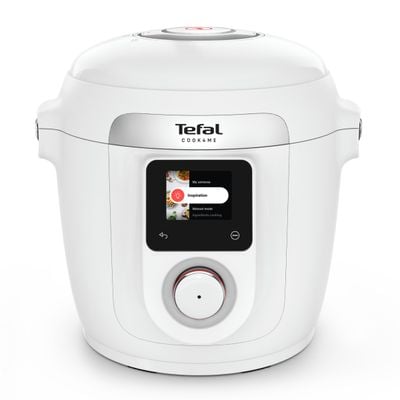 Multicooker inteligent cu gatire sub presiune Tefal Cook4Me Wi-Fi 10 in 1 CY9621F2, 10 programe de gatire, vas ceramic antiaderent 6 L, Wi-Fi, ecran LCD, aplicatie dedicata, pana la 6 persoane, alb