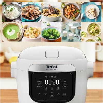 Multicooker Tefal Multicook Basic MY700BF0, 700W, 6 L, 10 programe de gătire, temperatură ajustabilă, funcție păstrare la cald, bol cu 2 mânere, alb