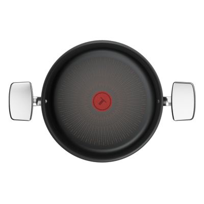 Oala cu capac Tefal Excellence+ G3284653, 24 cm, 5 L, invelis antiaderent, tehnologie FUSIONCORE, Thermo-Signal™, manere nituite, aluminiu, inductie, negru
