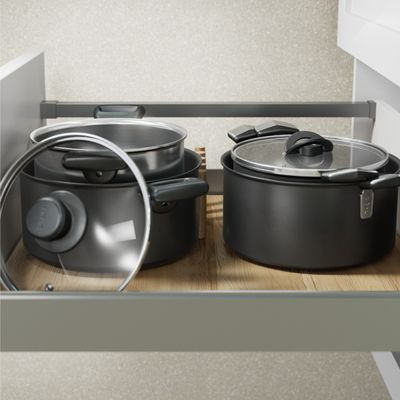 Oala cu capac Tefal Excellence+ G3285353, 28 cm, 8.4 L, invelis antiaderent, tehnologie FUSIONCORE, Thermo-Signal™, manere nituite, aluminiu, inductie, negru