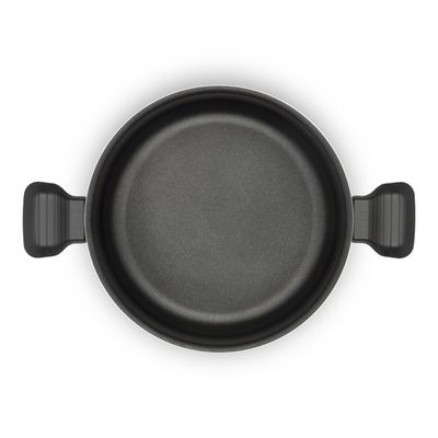 Oala cu capac Tefal So Intensive D5064662, 24 cm, aluminiu, invelis antiaderent Titanium Extra, capac din sticla, exterior emailat, negru
