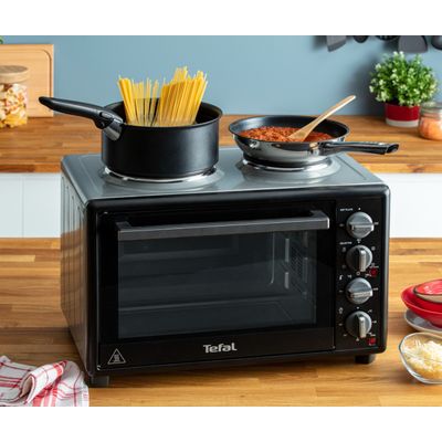 Cuptor electric Optimo OF463830, 1500 W, 2 plite, tehnologie convecție, 5 programe,230&deg;C, temporizator, &icirc;nveliş interior antiaderent, 3 accesorii, 32 L, negru