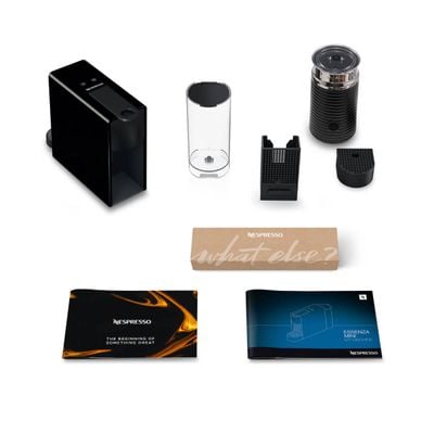 Pachet Espressor Nespresso by Krups Essenza Mini XN111810, 1450W, 19 Bar & Aparat pentru spumare lapte Aeroccino 3 Negru, 0.6L, negru