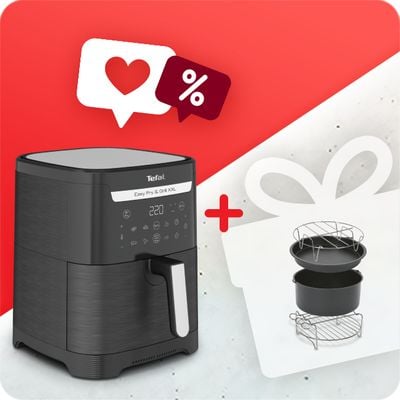 Pachet PROMO Friteuză electrică cu aer cald 2 în 1 Tefal EY801815 & Set 4 accesorii 20 cm friteuze Easy Fry XXL Tefal XA113010