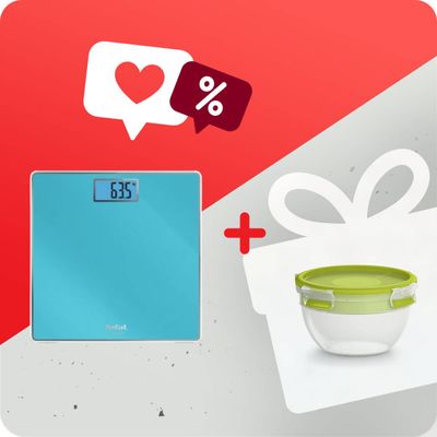 Pachet PROMO Cântar de baie Tefal Classic PP1503V0 & Caserolă Tefal MasterSeal to Go pentru salată K3100112