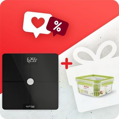 Pachet PROMO Cântar de baie inteligent Tefal Goodvibes Health BM9660S1 & Caserola MasterSeal ToGo 1,3 L N1071710