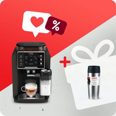 Pachet PROMO Espressor automat Krups Sensation Milk M50 EA912910 & Termos Tefal Travel Mug Classic N2020110