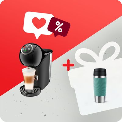 Pachet PROMO Espressor cu capsule Krups NESCAFÉ® Dolce Gusto® Genio S Plus KP340810 & Termos Tefal Travel Mug Classic N2024310