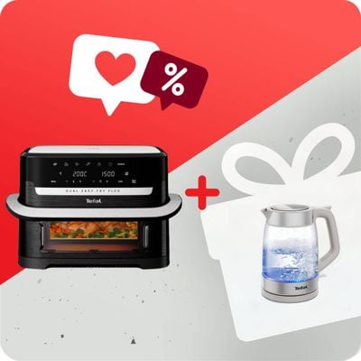 Pachet PROMO Friteuză cu aer cald Tefal Dual Easy Fry Flex EY9228E0 & Fierbător apă Tefal KI605B30