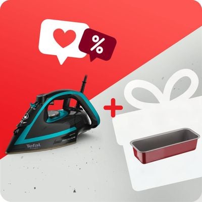 Pachet PROMO Fier de călcat cu abur Puregliss Tefal FV8066E0 & Formă de copt Tefal DeliBake J1640174