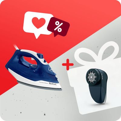 Pachet PROMO Fier de călcat Tefal Express Steam FV2838E0 & Aparat de curățat scame Tefal JB7002E0