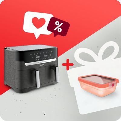 Pachet PROMO Friteuză dubla cu aer cald Dual Easy Fry&Grill Tefal EY905B10 & Caserolă Tefal ONEClick N1210810