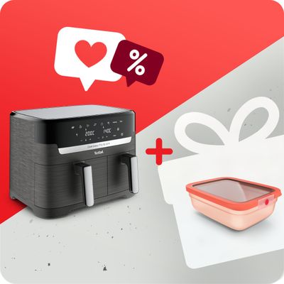 Pachet PROMO Friteuză dubla cu aer cald Dual Easy Fry&Grill Tefal EY905B10 & Caserolă Tefal ONEClick N1211410