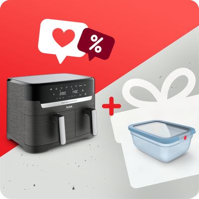 Pachet PROMO Friteuză dubla cu aer cald Dual Easy Fry&Grill Tefal EY905B10 & Caserolă Tefal ONEClick N1211610