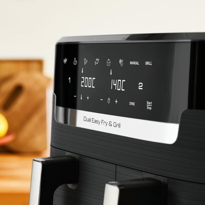 Pachet PROMO Friteuză dubla cu aer cald Dual Easy Fry&Grill Tefal EY905B10 & Caserolă Tefal ONEClick N1211610