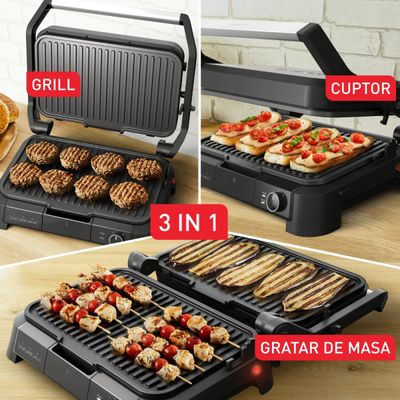 Pachet PROMO Gratar electric multifuncțional Tefal SuperGrill 3 in 1 XL GC520DE0 & Caserola Tefal ONEClick N1211110