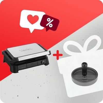 Pachet PROMO Grătar electric multifuncțional Tefal SuperGrill 3 in 1 XL GC520DE0 & Presă pentru burgeri TEFAL K1851134