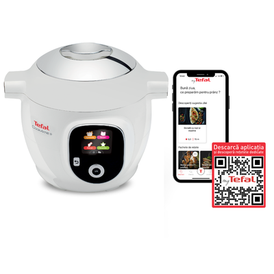 Pachet PROMO Multicooker inteligent cu gătire sub presiune Cook4Me+ CY851130 & Espressor cu capsule Nespresso Essenza Mini by Krups XN110B10