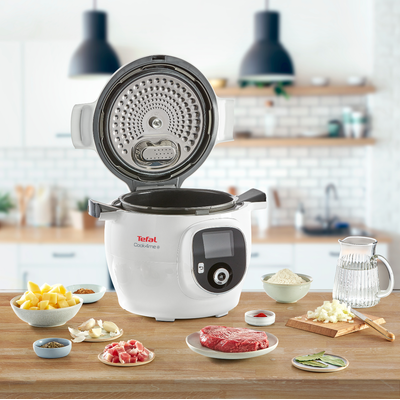 Pachet PROMO Multicooker inteligent cu gatire sub presiune Tefal Cook4Me+ CY851130 & Accesoriu multicooker pentru prajit Tefal Cook4Me+ Extra Crisp Lid EY150830