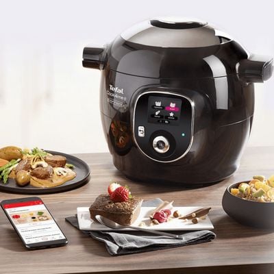Pachet PROMO Multicooker inteligent Tefal Cook4Me+ Connect CY855830 & Accesoriu multicooker pentru prajit Tefal Cook4Me+ Extra Crisp Lid EY150830