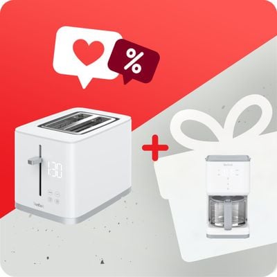 Pachet PROMO Prăjitor de pâine Tefal Sense TT693110 & Cafetieră Tefal Sense CM693110