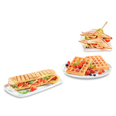 Pachet PROMO Sandwich maker multifuncțional 3in1 SNACK TIME SW342D38 & Cuțitul bucătarului cu suport de ascuțire Tefal Ever Sharp K2569004