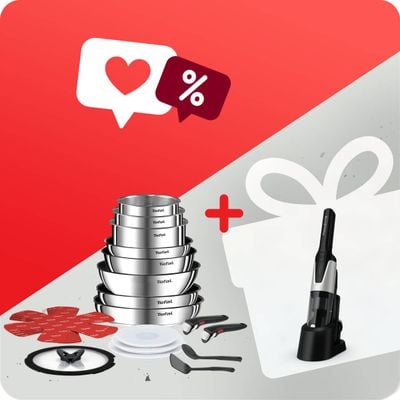 Pachet PROMO Set 20 piese Tefal Ingenio Emotion L897SJ04 & Aspirator de mână Rowenta X-Touch AC9736WO