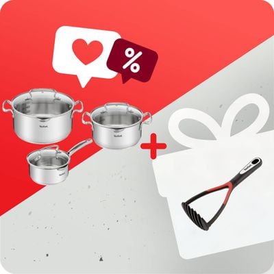 Pachet PROMO Set de 6 piese Tefal Duetto+ G719S655 & Zdrobitor pentru cartofi Tefal Ingenio K2071214