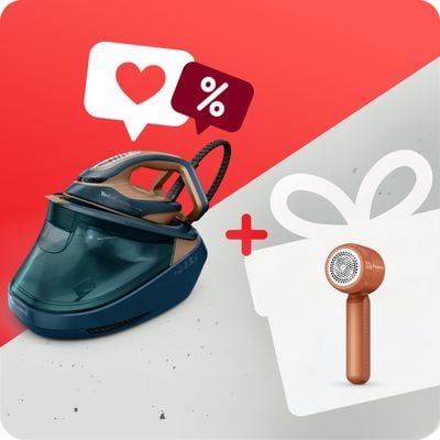 Pachet PROMO Stație de călcat de înaltă presiune Tefal Pro Express Vision Max GV9920E0 & Aparat pentru îndepărtarea scamelor Rowenta Easy Care JA8001E0