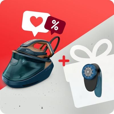 Pachet PROMO Stație de călcat de înaltă presiune Tefal Pro Express Vision Max GV9920E0 & Aparat pentru îndepărtarea scamelor JB1011E0