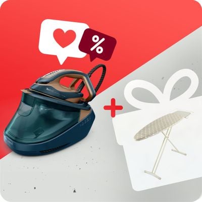 Pachet PROMO Stație de călcat de înaltă presiune Tefal Pro Express Vision Max GV9920E0 & Masă de călcat Tefal TI1200E1