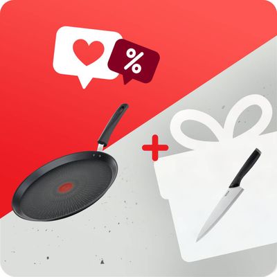 Pachet PROMO Tigaie pentru clătite Tefal Unlimited G2553872 & Cuțitul bucătarului Tefal Comfort K2213244