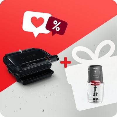 Pachet PROMO Gratar electric OptiGrill Elite GC750830 & Tocator Tefal Easy Press MQ740HF0
