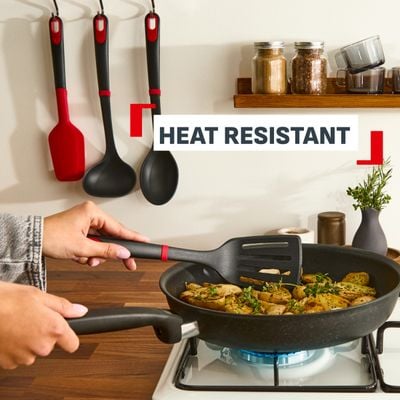 Polonic Tefal Ingenio+ K1980434, rezistenta la temperaturi inalte, compatibilitate cu masina de spalat vase, plastic, negru & rosu