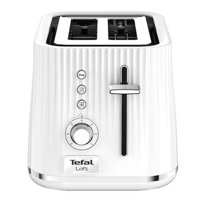 Prăjitor de pâine Tefal Loft TT761138, 850W, 7 niveluri de rumenire, 3 funcții dedicate, iluminare LED, tavă firmituri, alb