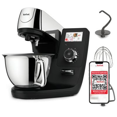Robot de bucatarie Tefal i-Coach Touch QB950D38, 1200W, 5.5L, ecran tactil, 10 trepte de viteza, 21 programe, negru