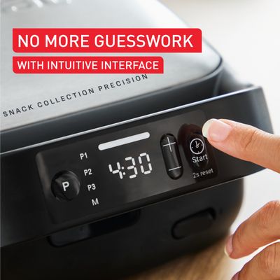 Sandwich maker Tefal Snack Collection Precision SW872BF0, 700 W, termostat reglabil, invelis antiaderent, 2 seturi de placi detasabile, sistem de blocare, argintiu & negru