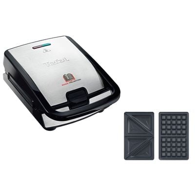 Sandwich maker multifuncţional Snack Collection SW852D12, 700 W, 2 seturi de plăci, sandwich şi vafe, negru /argintiu