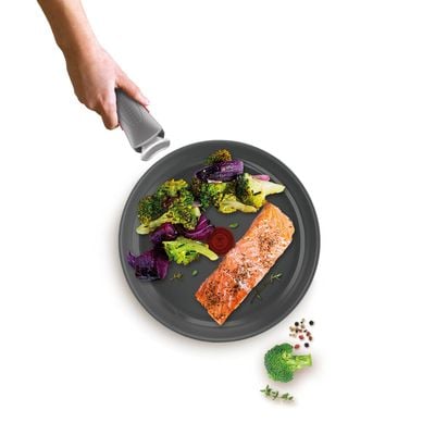 Set de 3 piese Tefal Ingenio Renew L2609502, tigaie de 24/28 cm, mâner detașabil, înveliș antiaderent, indicator Thermo-Signal™, gri