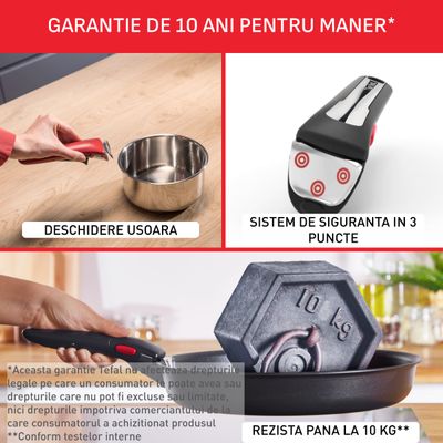 Set 4 piese Tefal Ingenio Emotion L8964S55, oale de 16 / 18 / 20 cm, maner detasabil rezistent, inductie, argintiu