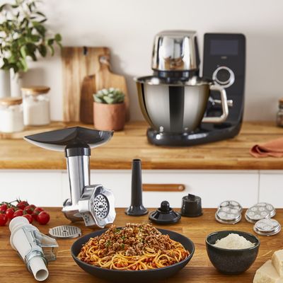 Set 5 accesorii Tefal Coach Meat & Pasta XF651038, pentru tocat carnea, preparare de Kebbe și carnati, coulis, paste si biscuiti