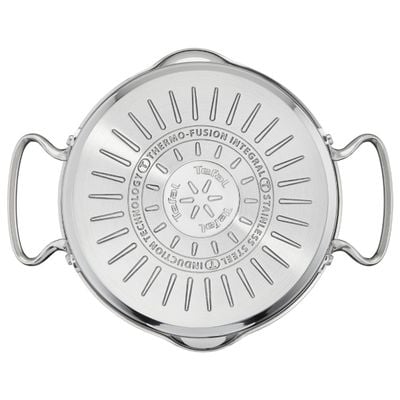 Set de 6 piese Tefal Duetto+ G719S655, oale cu capac de sticla 20 / 24 cm, cratiță cu capac de sticlă 16 cm, inox, inducție, inox, mânere nituite, margini turnare, gradații interioare, argintiu