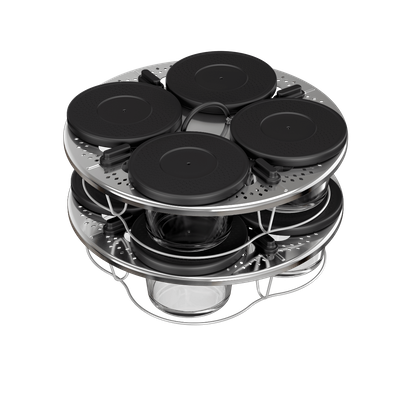 Set de 8 recipiente de sticla cu capac si suport Tefal XA6140E0, compatibile cu aparatul de gatit multicooker Tefal Cook4me, seriile CY85xx, CY91xx, transparente